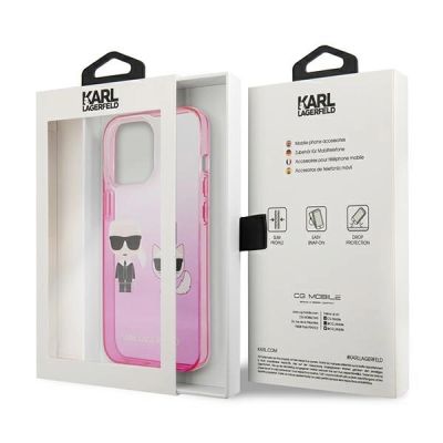 8. Karl Lagerfeld Gradient Ikonik Karl&Choupette Hülle für iPhone 13 Pro / iPhone 13 - Pink