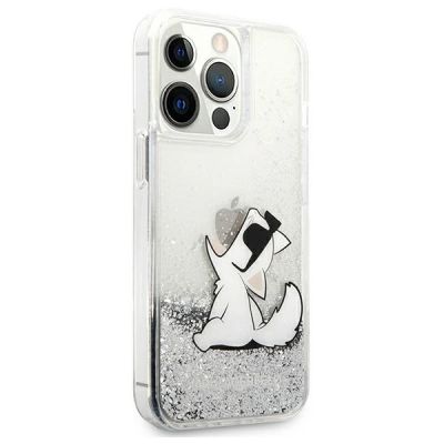 4. Karl Lagerfeld Liquid Glitter Choupette Fun Case für iPhone 13 Pro Max 6,7" - Silber