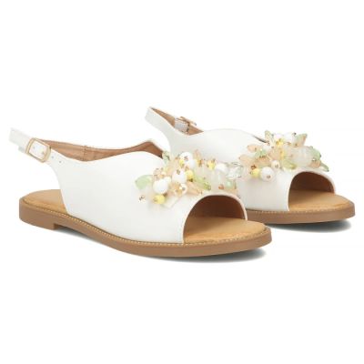 4. Damensandalen mit Perlen, weiß, Filippo DS7900