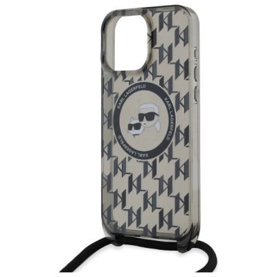 5. Karl Lagerfeld IML Crossbody Monogram Karl & Choupette Head MagSafe Hülle für iPhone 16 Pro Max - Schwarz