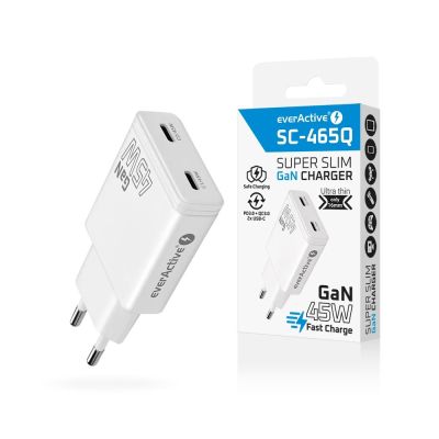 5. EVERACTIVE GAN SUPER SLIM 2X USB-C PD 45W WEISSES LADEGERÄT SC-465Q
