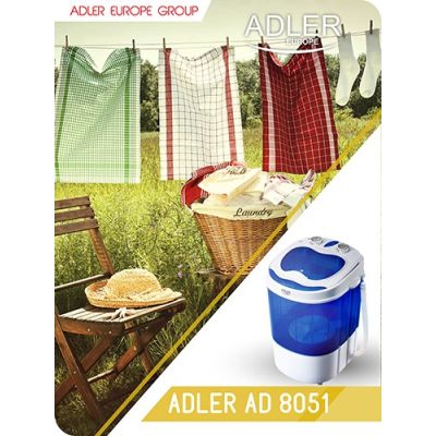 8. Adler AD 8051 Reisewaschmaschine (1000 U/min; 3 kg; 370 mm; blau)