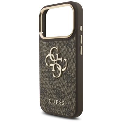 6. Guess 4G Big 4G Classic Logo Big Strap Metal Buttons Case für iPhone 17 Pro - Braun