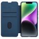 5. Nillkin Qin Cloth Pro Case Hülle für iPhone 14 Plus Kamera Cover Holster Cover Flip Case Blau