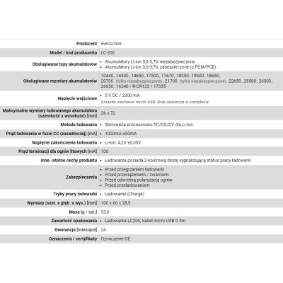 6. EVERACTIVE LADEGERÄT FÜR ZYLINDRISCHE LI-IONEN-AKKUS LC200