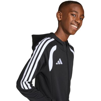 15. adidas Tiro 26 League Sweatshirt Kapuzenpullover mit durchgehendem Reißverschluss für Kinder, Schwarz KF3324