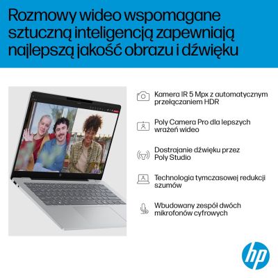 7. HP OmniBook 7 AI 14-fr0003nw Intel Core Ultra 5 225U Laptop, 35,6 cm (14") 2K, 16 GB LPDDR5-SDRAM, 512 GB SSD, Wi-Fi 6E (802.11ax), Windows 11 Pro, AI PC, Silber