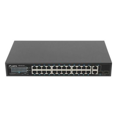 8. LANBERG Switch Rack 19" RSFE-24P-2C-360 24x 100MB PoE+/2x Combo Gigabit 360W