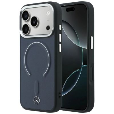 Mercedes Leder 3D MagSafe Hülle für iPhone 17 Pro Max - Marineblau