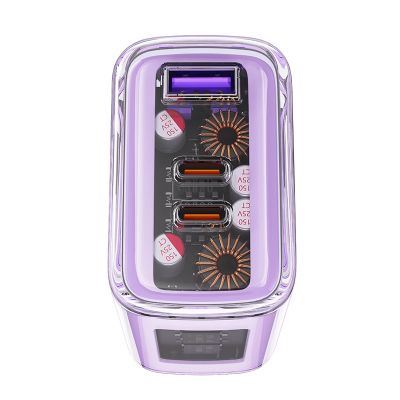5. Acefast Ladegerät GaN 65W 3 Ports (1xUSB, 2xUSB C) lila (A45)