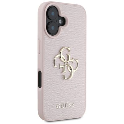 4. Guess Grained Big 4G Logo Small Classic Logo Hülle für iPhone 16 - Pink