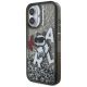 2. Karl Lagerfeld iPhone 16 Hülle mit flüssigem Glitzer und Choupette-Logo – Schwarz