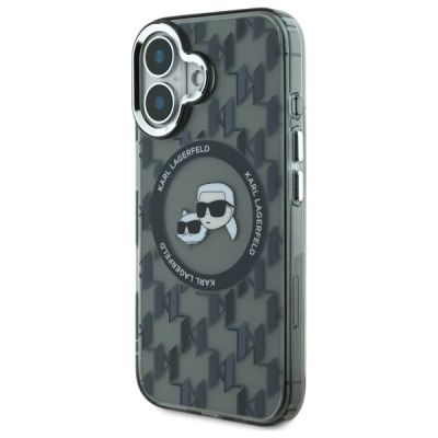 2. Karl Lagerfeld IML Monogram Karl & Choupette Head MagSafe-Hülle für iPhone 16 – Schwarz