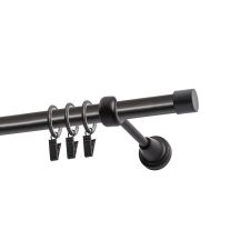 Einzelne Gardinenstange Ø 19 mm, schwarz, 480 cm, LUNA, mit Ringen, KOWALSKI