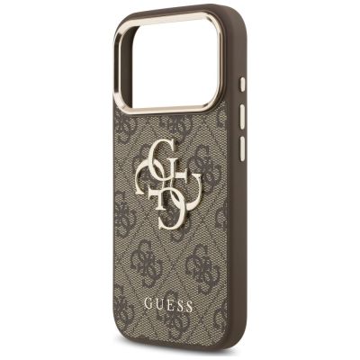 7. Guess 4G Strap 4G Classic Logo Metal Trims Hülle für iPhone 18 Pro / 17 Pro – braun