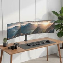 MACLEAN 3-Monitor-Halterung, Gasfeder, 17"-27", 2-8 kg, Schwarz MC-137