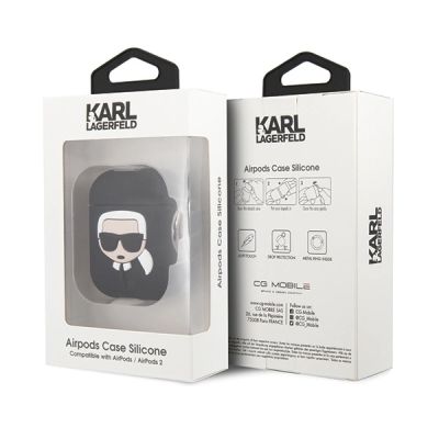 14. Karl Lagerfeld Silikon-Ikonik-Hülle für AirPods 1/2 – Schwarz