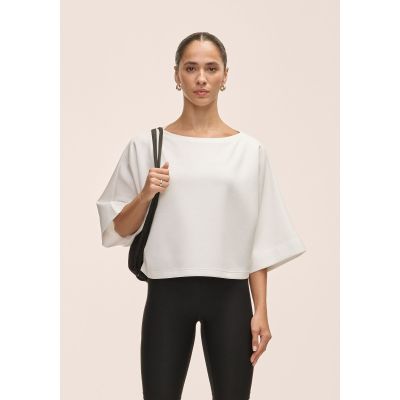 Casall Aria Cropped Boatneck Damen-T-Shirt Weiß