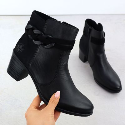 2. Damen-Ankle-Boots aus Leder mit schwarzem Absatz, Rieker Y2066-00