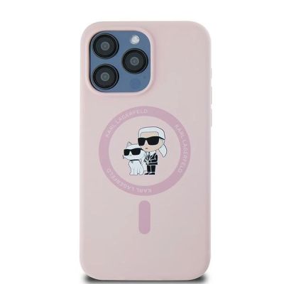 3. Karl Lagerfeld Silikon Karl&Choupette Ring MagSafe Case für iPhone 15 Pro Max - Pink