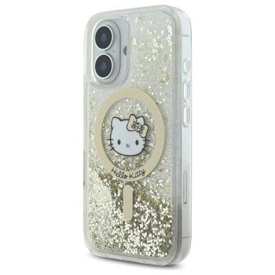 2. Hello Kitty Liquid Glitter Fever MagSafe Hülle für iPhone 16 – Gold
