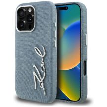 Karl Lagerfeld FW Jeans Signature Logo iPhone 16 Pro Hülle - Blau
