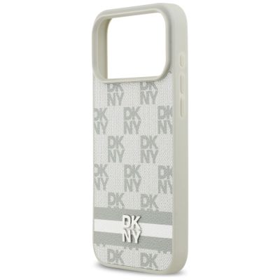 6. DKNY Schutzhülle mit Karomuster und Streifen für iPhone 17 Pro Max – Beige