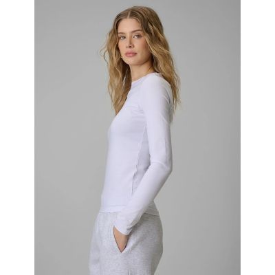 4. Langärmliges, schmal geschnittenes, glattes Damenshirt, Größe 4F 4FRSS26TLONF658-10S