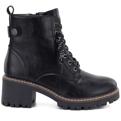 2. Damen-Lederstiefeletten mit Blockabsatz, schwarz, M.Daszyński OL77-3
