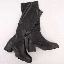 Damenstiefel mit Absatz und Plateau, warm gefüttert, schwarz, Vinceza 58332