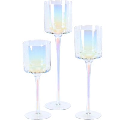 2. GLAS-KERZENSTÄNDER MIT SPIEGELEFFEKT 25, 30, 35 CM