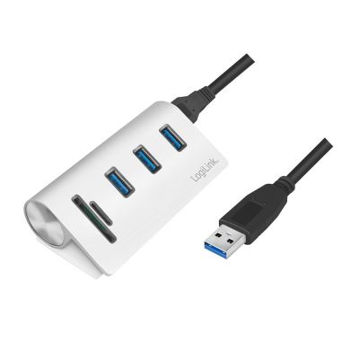 LogiLink CR0045 USB 3.2 Gen 1 (3.1 Gen 1) Typ-A 5000 Mbit/s Silberne Hubs und Konzentratoren