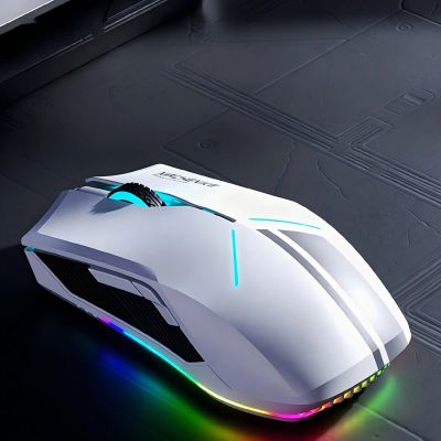 7. Machenike M721 Kabellose Gaming-Maus 10000 DPI mit RGB-Hintergrundbeleuchtung - Weiß