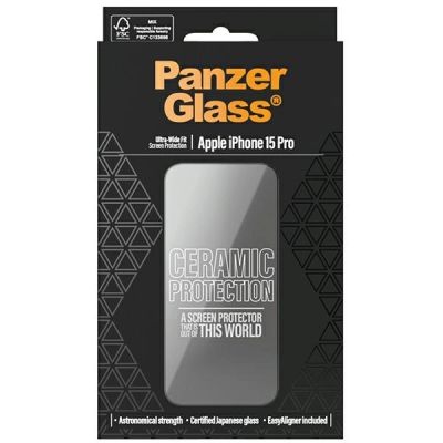 4. PanzerGlass Ceramic Protection Keramikglas für iPhone 15 Pro mit Positionierer