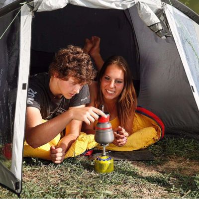6. Der leichteste Touristenkocher für Gaskartuschen (Ventil oder Gewinde) HIKER 70 Gramm 2,4 kW