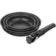 ZWILLING UNLOCK Set mit 3 Keramik-Bratpfannen + Griff – schwarz