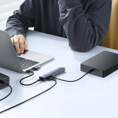 9. Baseus UltraJoy Series USB-A/USB-C Hub (4x USB-A 3.1, 1x USB-C 5V) – Grau