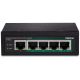 3. TRENDnet TI-PE50 Switch – unmanaged – 4 x 10/100 (PoE+) + 1 x 10/100 – DIN-Schienen- und Wandmontage – PoE+ (90 W) – DC