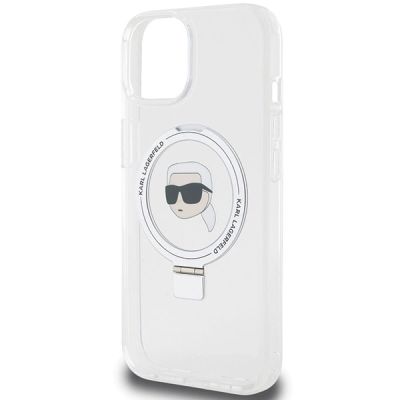 6. Karl Lagerfeld KLHMP15SHMRSKHH iPhone 15 6,1" weiß/weiß Hardcase Ring Stand Karl Head MagSafe