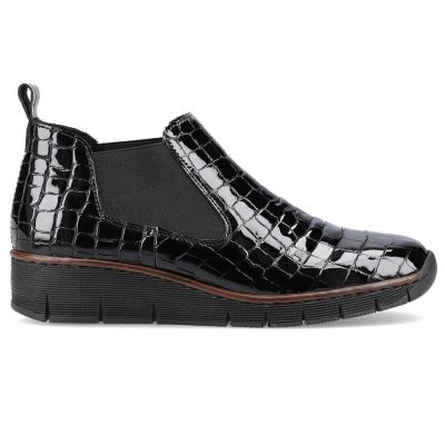 61. Rieker W R474 Schlangenleder Stiefeletten schwarz