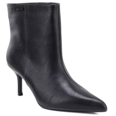 Schwarze Damen-Ankle-Boots aus Leder mit niedrigem Absatz, Big Star UU274492