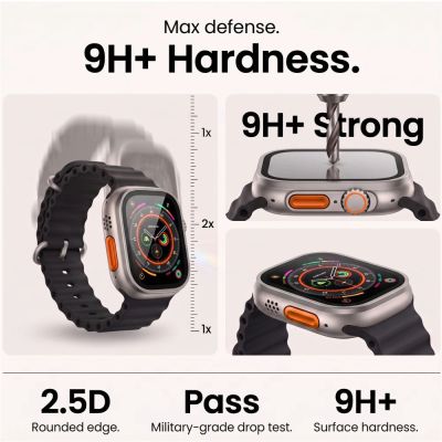 8. Tech-Protect 2er-Pack Schutzglas für Apple Watch Ultra 49 mm – Silber und Schwarz