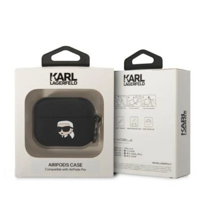 3. Karl Lagerfeld Silikonhülle mit Karl-Lagerfeld-Kopf (3D) für AirPods Pro – Schwarz