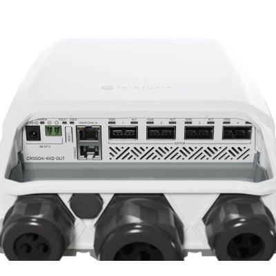 11. Mikrotik CRS504-4XQ-OUT Netzwerkkarte, verwaltetes Layer-3-Fast-Ethernet (10/100) mit PoE-Unterstützung, 1 HE, Weiß