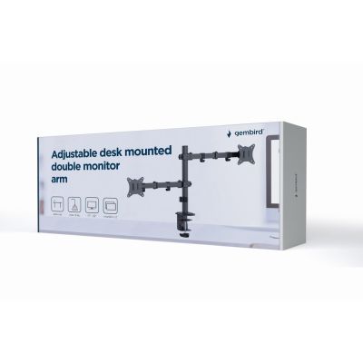 6. GEMBIRD Verstellbarer Schreibtischarm/Halterung für 2 Monitore 17-32 Zoll, VESA 100x100 mm, bis zu 9 kg