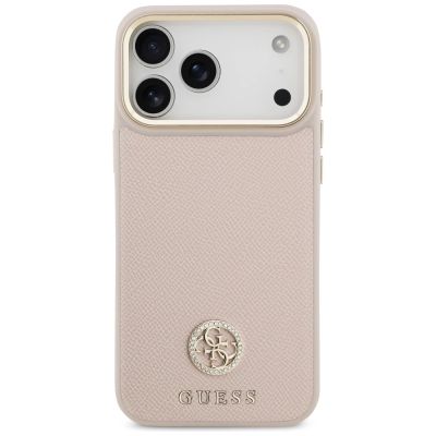 3. Guess Grained Strass Logo MagSafe Hülle für iPhone 17 Pro Max - Pink