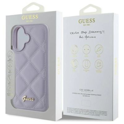 8. Guess Quilted Metal Logo Hülle für iPhone 16 – Hellviolett