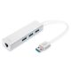 3. USB-3.0-SuperSpeed-Hub mit 3 Ports und Gigabit-LAN-Adapter, Aluminium