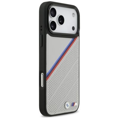 4. BMW M Tricolor Metal Logo MagSafe Case für iPhone 17 Pro Max – Grau
