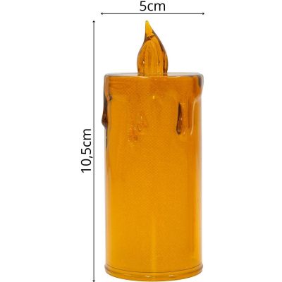 26. Dekorative Kerze, 10,5 cm, bernsteinfarben, warmweiß, 1 LED